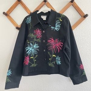 Surya | Vintage botanical floral shirt jacket women’s size large